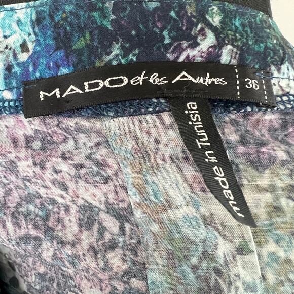 Mado Et Les Autres Green Blue Top and Skirt Set Marble Print Boat Neck Size 36 - Picture 11 of 11